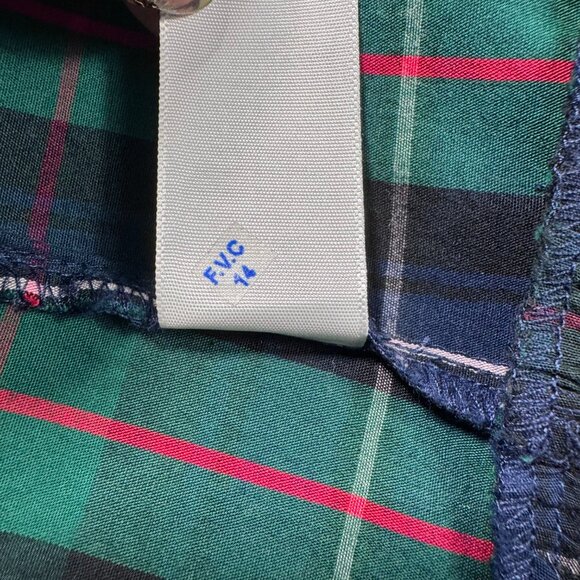 Crown & Ivy Navy Red Tartan Plaid Eyelet Hem Christmas Holiday Midi Dress SZ 16 - Picture 15 of 15